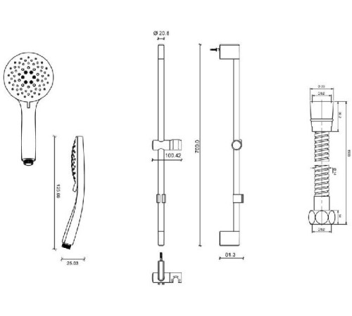 Душевой гарнитур Jacob Delafon Salute 70 см E32907-CP