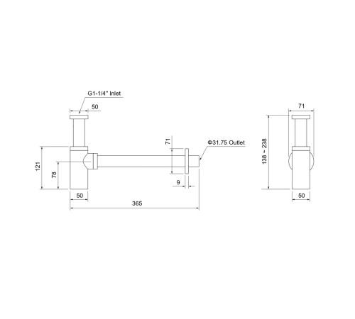Сифон для раковины Aquatek шлифованное золото AQ6012BG