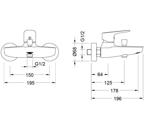 Смеситель для ванны AQUATEK БЕТТА хром AQ1140CR