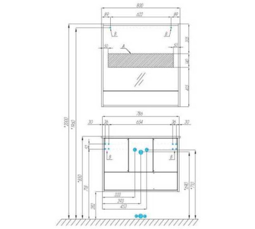 Зеркальный шкаф Aquaton Ривьера 80 1A239102RVX20
