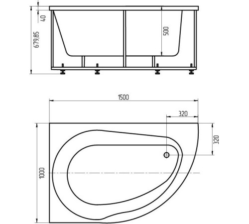 Ванна акриловая Triton Вирго 150x70 см левая с фронтальным экраном VIR150-0000038