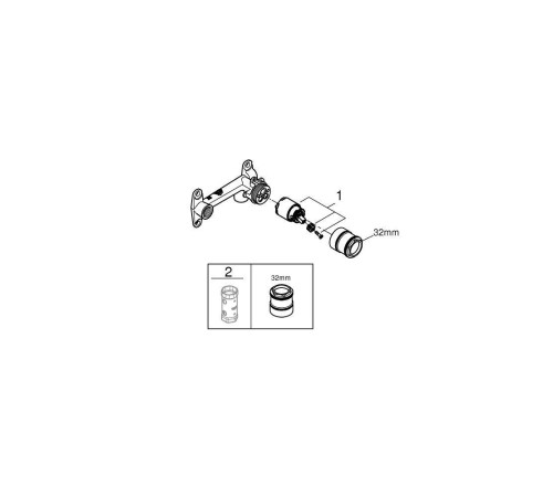 Встраиваемая часть смесителя GROHE на 2 отверстия 32635000