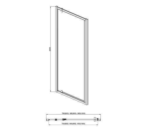 Душевая дверь Aquanet Aria распашная 1000x2000 мм оружейная сталь прозрачное стекло AQ ARI PI 10020GM