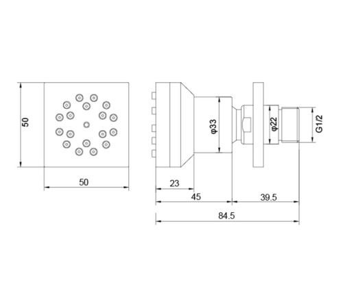 Форсунка боковая Aquanet 50x50 мм хром AQ2098CR