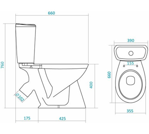 Унитаз-компакт Sanita Luxe Бриз косой выпуск 2 режима 1.WH30.2.138