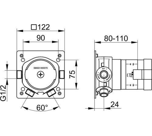 Встраиваемая часть для смесителя с термостатом KEUCO IXMO DN 15 59553000070