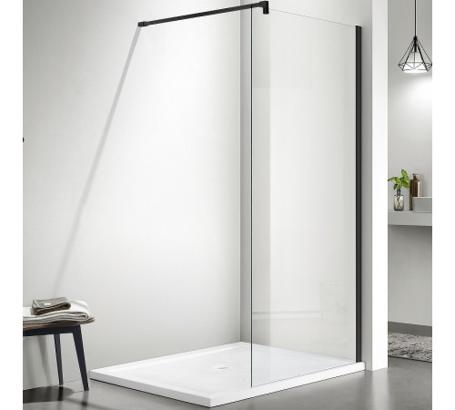 Душевая перегородка Aquanet Walk In WIW 12020BL 1200x2000 мм с держателем черный профиль AQ WIW 12020BL