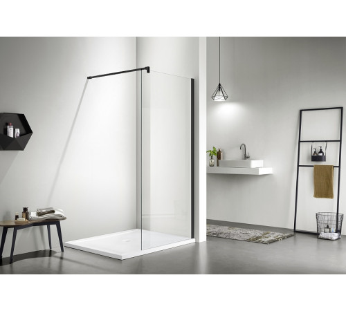 Душевая перегородка Aquanet Walk In WIW 12020BL 1200x2000 мм с держателем черный профиль AQ WIW 12020BL