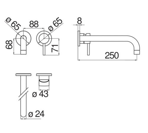 Смеситель для раковины Nobili LIVE внешняя часть матовый черный LV00199/2BM
