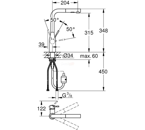 Смеситель для кухни GROHE Essence с выдвижной лейкой хром 30270000