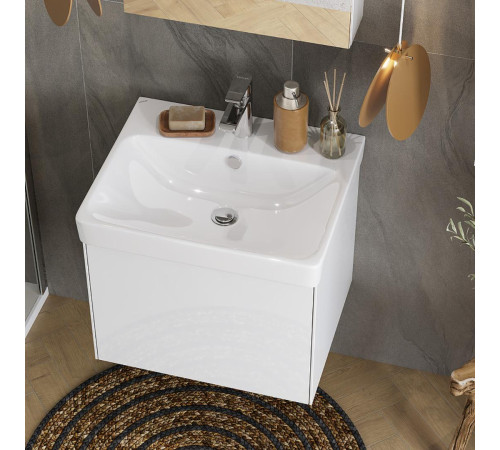 Комплект мебели для ванной Aquaton Асти 55 Белый матовый/глянец с раковиной Адриана 55 1A2631K0AX2B0