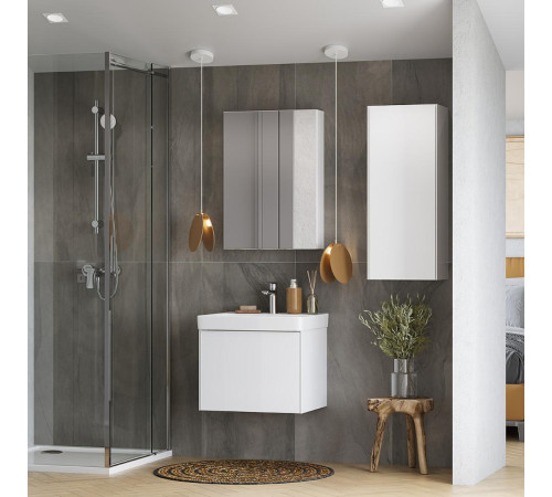 Комплект мебели для ванной Aquaton Асти 55 Белый матовый/глянец с раковиной Адриана 55 1A2631K0AX2B0