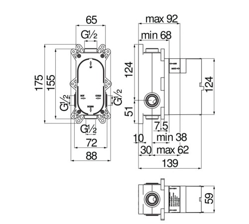Смеситель для ванны Webert (скрытая часть) WE81100