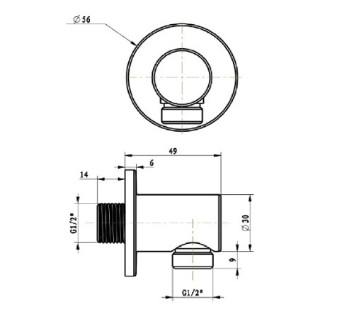 Выпуск для душа Villeroy & Boch Universal 1/2 латунь черный матовый TVC000456000K5