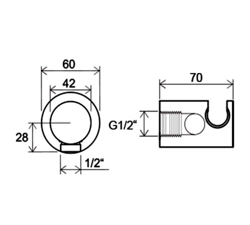 Отвод для душа настенный с держателем RAVAK 706.00 X07P206