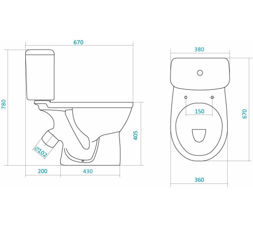 Унитаз-компакт Sanita Luxe Бореаль антивсплеск 2 режима дюропласт 1.WH30.2.143