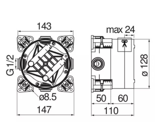 Смеситель для душа термостатический Webert (скрытая часть) WE00202