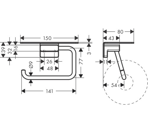 Держатель для туалетной бумаги с полкой Hansgrohe AddStoris Matt Black 41772670