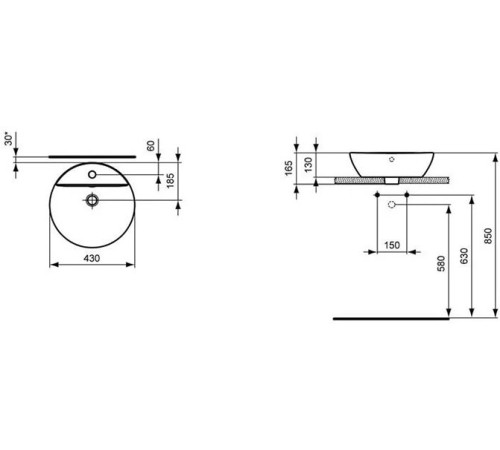 Раковина-чаша Ideal Standard Connect Sphere 43 см E804001