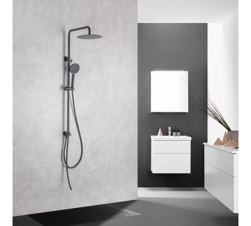 Душевая система Aquanet Вега Reno 3jet 250 мм матовый черный AQ2046MB