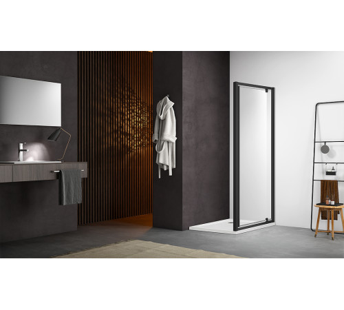 Душевая дверь Aquanet Aria распашная 1000x2000 мм черный прозрачное стекло AQ ARI PI 10020BL