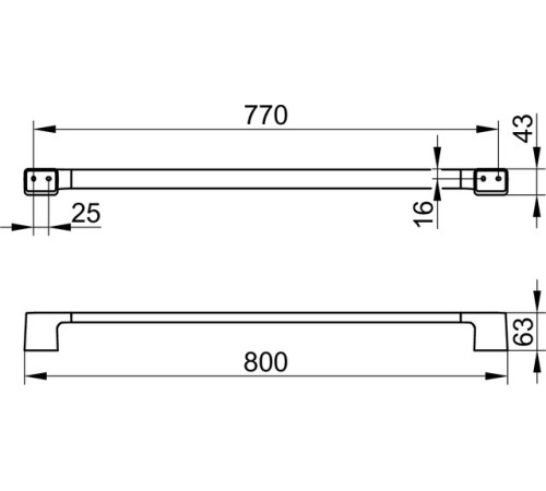 Полотенцедержатель Keuco Aveno 800 мм с клеевым комплектом хром 14601010800