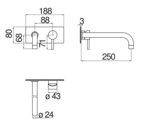 Смеситель для раковины Nobili LIVE настенный хром LV00198/2CR