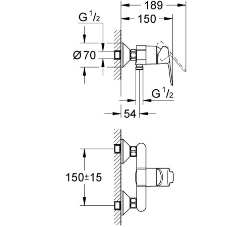 Смеситель для душа GROHE BauEdge хром 23333000