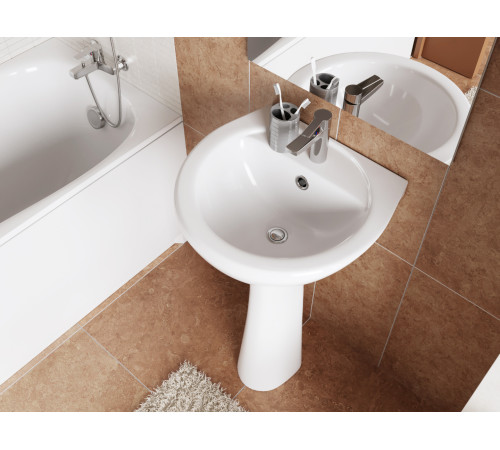 Умывальник Sanita Соната с переливом белый 540х485 мм 1.3111.2.S00.11B.0