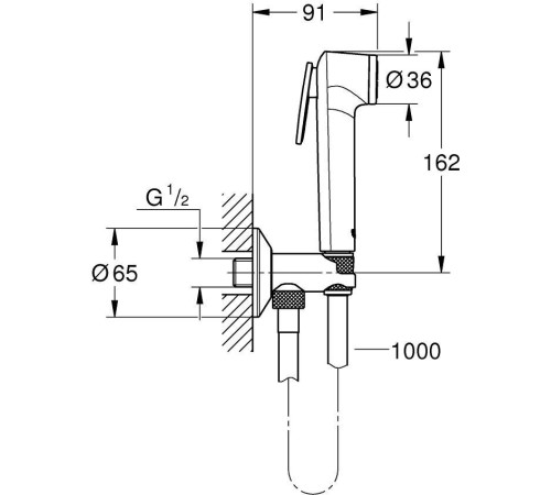 Набор для гигиенического душа GROHE Tempesta-F Trigger Spray 30 с вентилем и шлангом 1000 мм хром 26358000