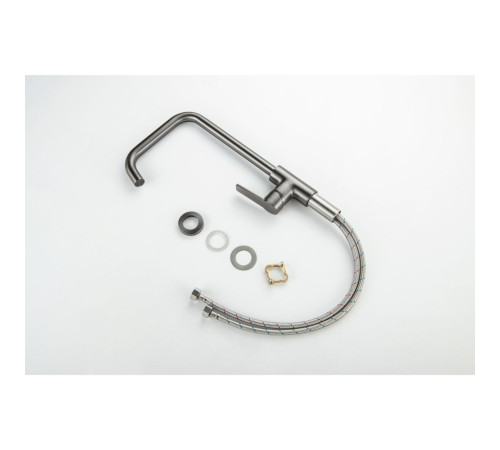 Смеситель для кухни Aquanet Лугано с квадратным изливом оружейная сталь AQ1781BGM