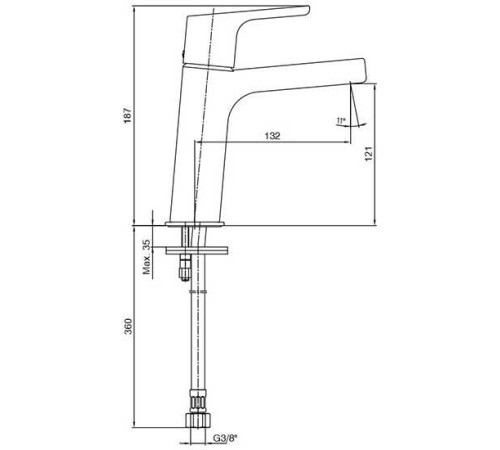 Смеситель для раковины E.C.A. Luna 121 без донного клапана 102108940EX
