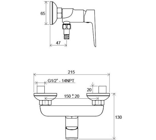 Смеситель для душа Ravak Classic CL 032.00/150 150 мм X070084