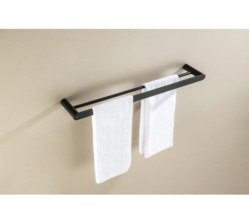 Полотенцедержатель двойной Aquatek Лира 600 мм матовый черный AQ4430MB