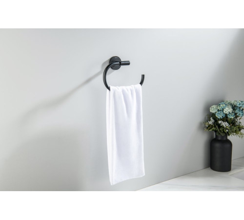 Полотенцедержатель Aquanet Оберон овальный матовый черный AQ4221MB