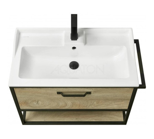 Комплект мебели для ванной AQUATON Лофт Фабрик 80 Дуб Эндгрейн с раковиной Фабиа 80 1A2424K1LTDU0