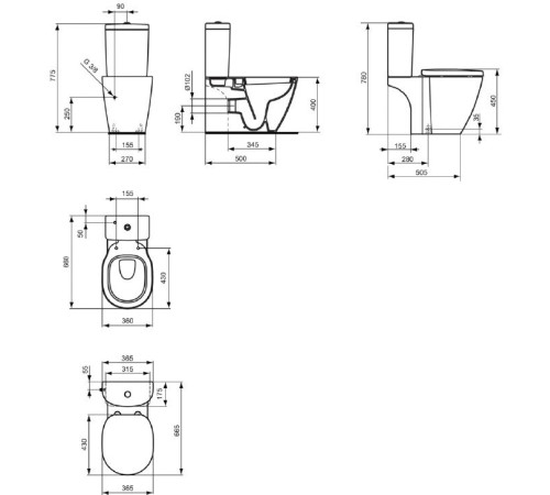 Унитаз напольный под бачок Ideal Standard Connect E803601