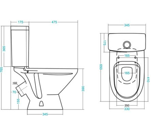 Унитаз-компакт Sanita Luxe Лига косой выпуск 2 режима 1.WH30.2.141