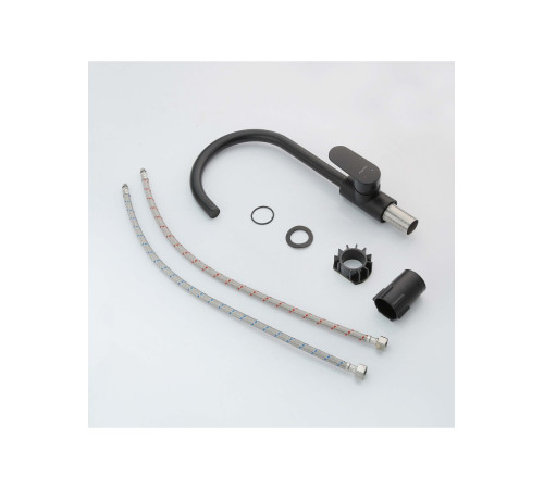 Смеситель для кухни Aquanet Ника полукруглый излив матовый черный AQ1882MB