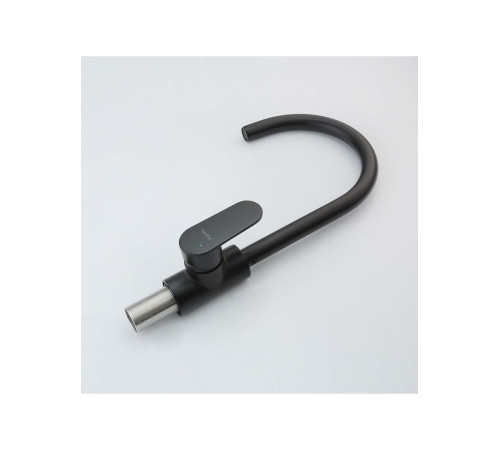 Смеситель для кухни Aquanet Ника полукруглый излив матовый черный AQ1882MB