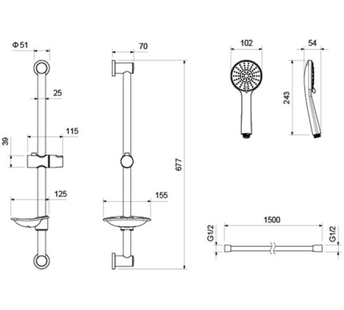 Набор смесителей AQUATEK БЕТТА Set 2 в 1 (AQ1160MB+AQ2013MB) матовый черный AQ1132MB