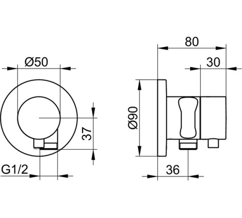 Вентиль запорный KEUCO IXMO с переключателем на 2 потребителя и держателем лейки хром 59557011201