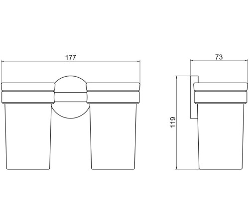 Стакан с держателем двойной Aquanet Europa матовый черный AQ4117MB