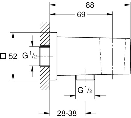 Шланговое подсоединение с держателем GROHE Euphoria Cube хром 26370000