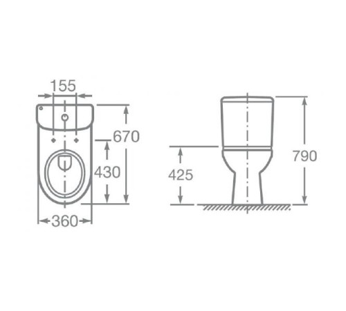 Унитаз-компакт Roca ACCESS горизонтальный выпуск с сиденьем SoftClose 34P23800Y