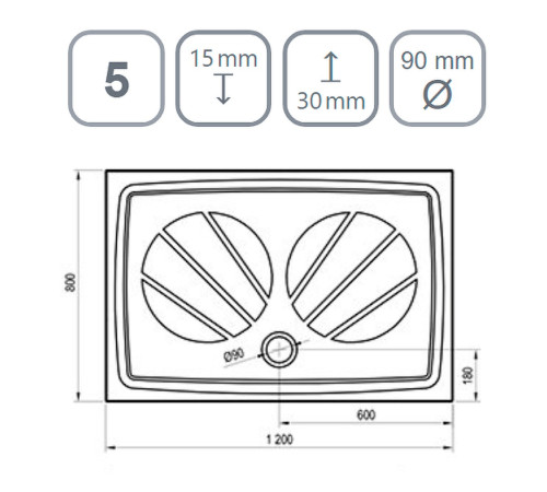 Поддон душевой RAVAK Gigant Pro 120x80 черный матовый XA03G401010BM