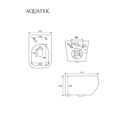 Комплект инсталляции Aquatek Медея T рама Standard INS-0000012 и унитаз AQ1537T-00 МЕДЕЯ T