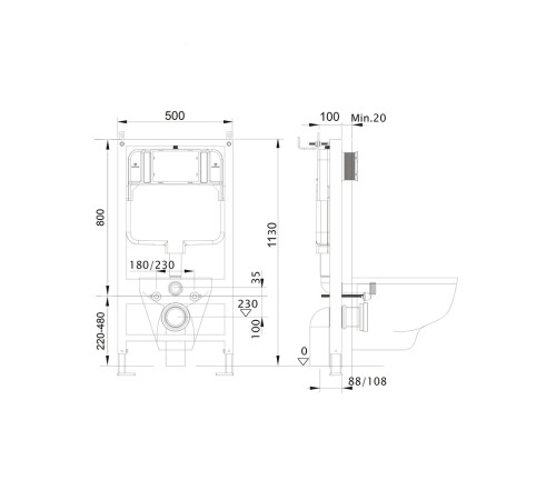 Комплект 4 в 1 инсталляция AQUATEK Standard INS-0000012 клавиша KDI-0000015 унитаз КЛАССИК AQ1111-00 КЛАССИК-015 4в1