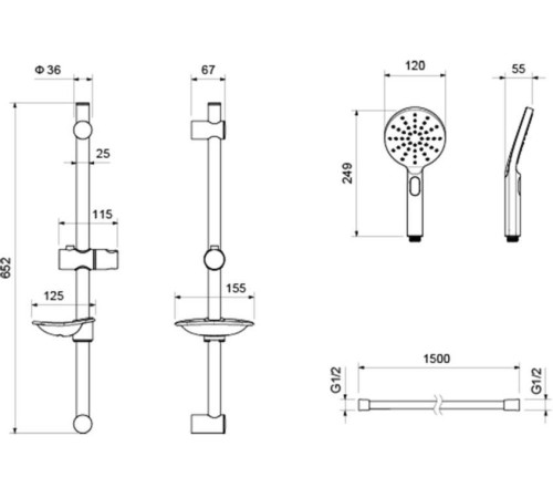 Набор смесителей 3 в 1 Aquatek Оберон (AQ1210MB+AQ1240MB+AQ2014MB) матовый черный AQ1230MB