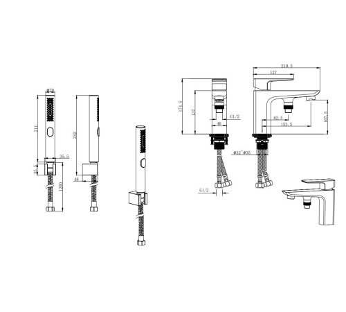 Смеситель врезной на борт ванны Aquatek Вега на 1 отверстие черный матовый AQ1044MB